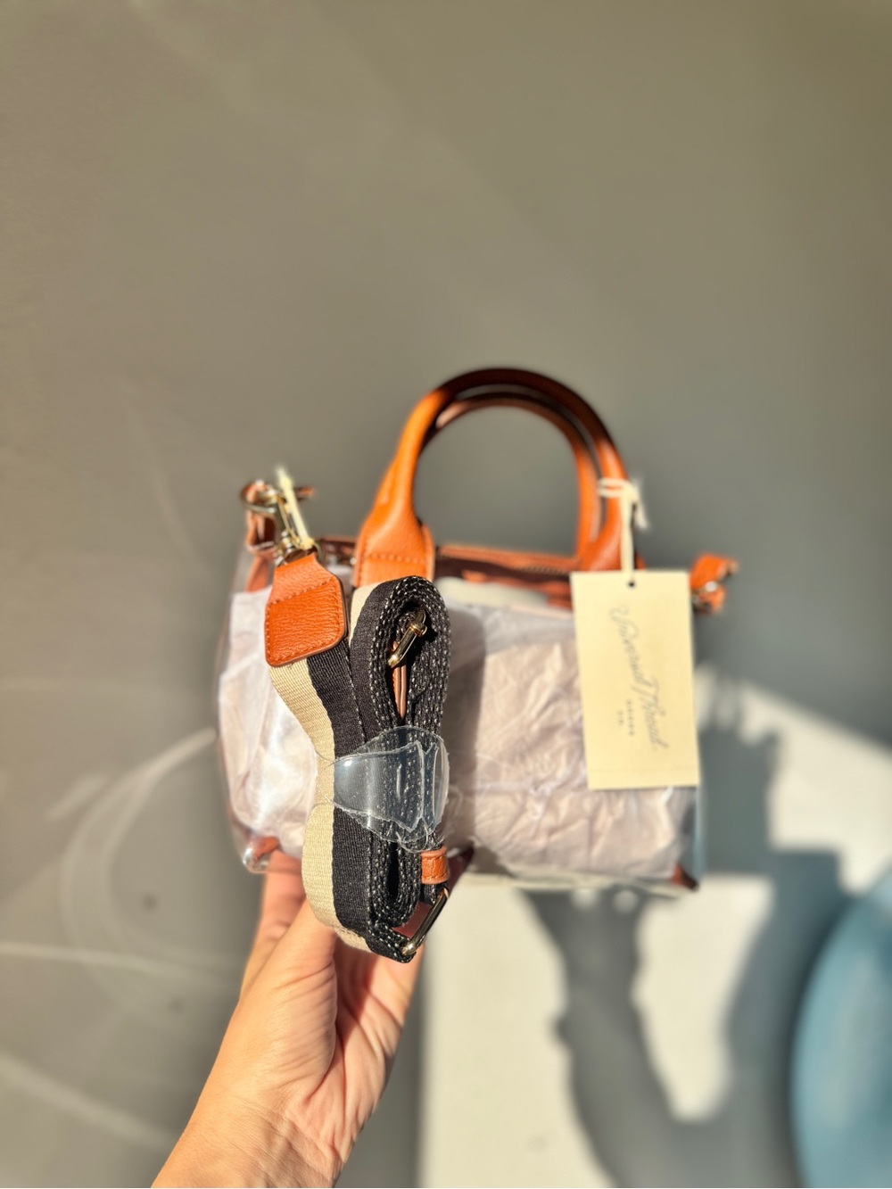 Universal Thread Clear Mini Satchel with Orange Trim